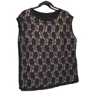Black Lace Sleeveless Top, Size XXL/2XL